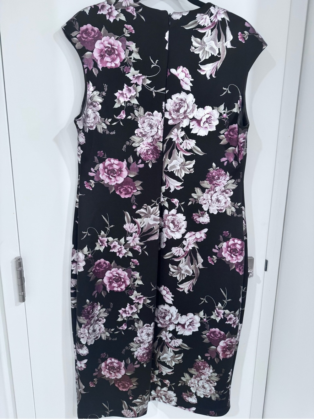 Floral Sheath Dress in Black and Mauve